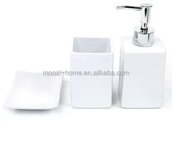 White 3 Pc Ceramic Bathroom Accessory Set,Contemporary Bath And ... White 3 Pc Ceramic Bathroom Accessory Set,Contemporary Bath And ...