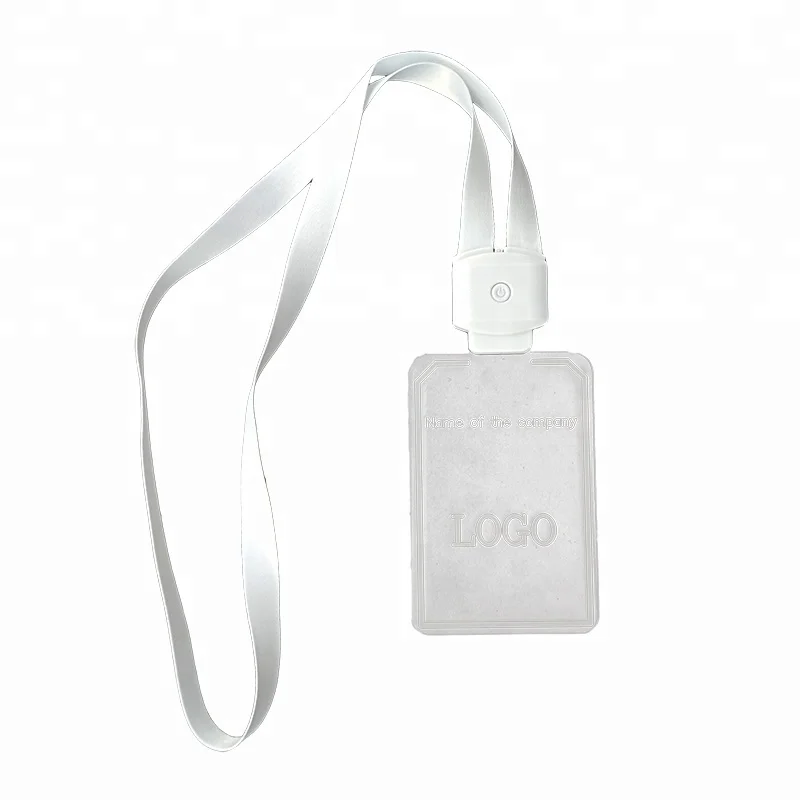 Custom Crystal Acrylic Led Light Up ID card Holder Lanyard With Plastic Holder