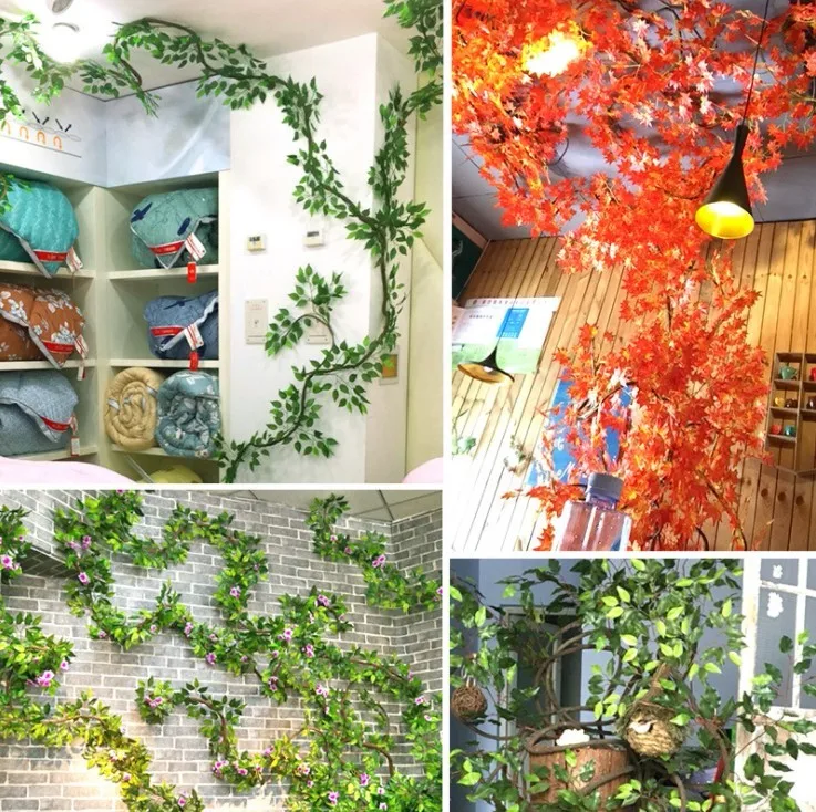 Wholesale Plastic Artificial Leaves Hanging Artificial Wall Plant