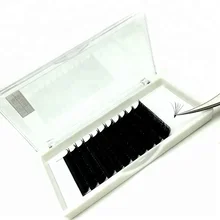 Дистрибьютор собственный бренд Мега объем глубокий черный ресниц быстро вентилятор индивидуальный шелк ресницы быстрого цветения ресницы