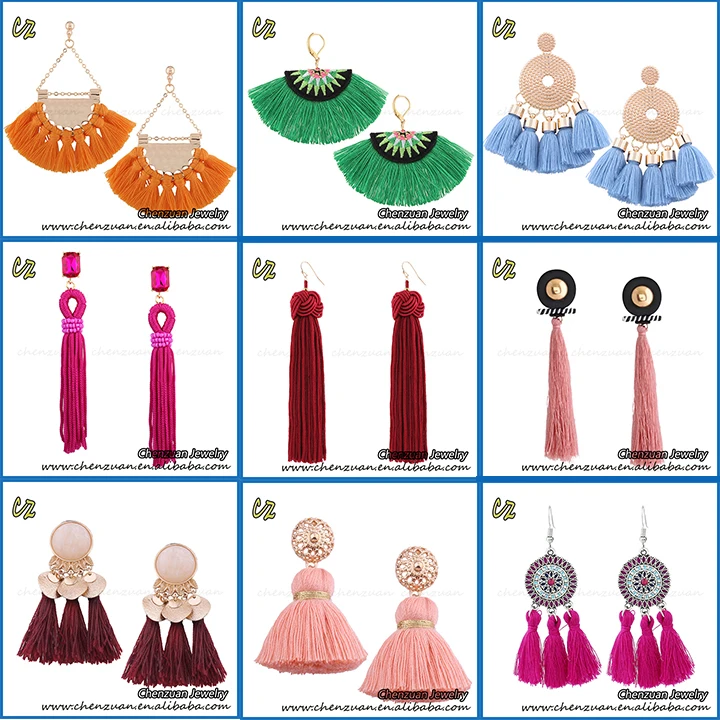 Handmade Bohemia Ethnic Tassel Jewelry Long Silk Thread Tassel Earrings Gold Plated For Women 2019.jpg