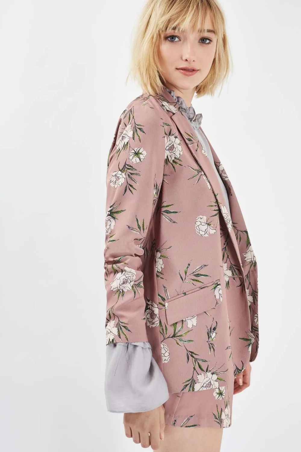 mauvebeautiful floral printed latest fashion formal coat for