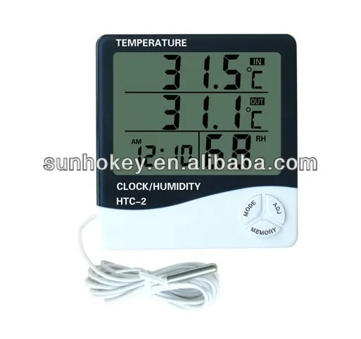 Htc-2 Digital Lcd Temperature Thermometer Humidity Meter Clock With