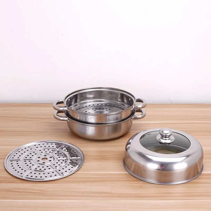 2 Layers Large Stainless Steel Cooking Pots Commercial Dim Sum Steamer ...