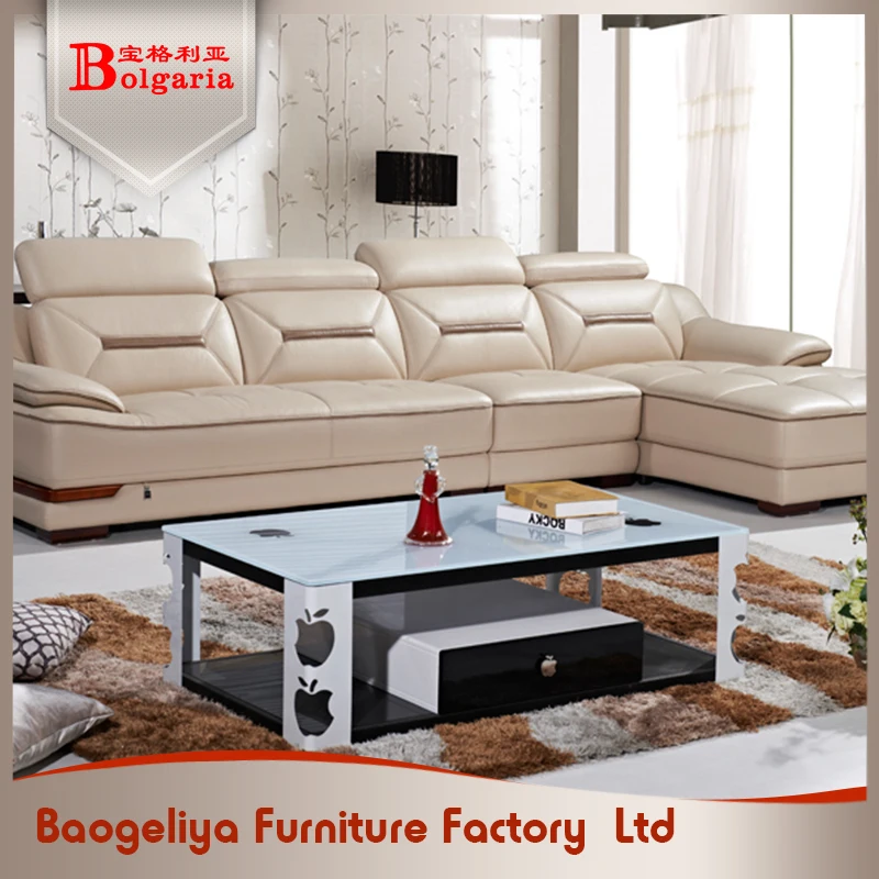 L vormige wit leer sectionele banken woonkamer meubels sofa set ... Banken woonkamer couch