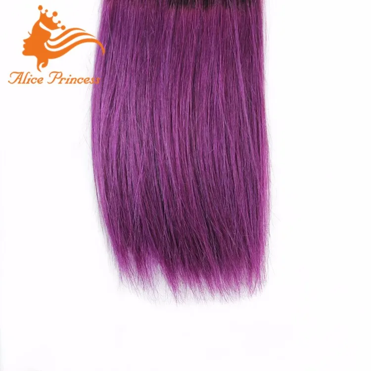 Ombre Colored Dark Roots Human Hair Weave 1b T Purple Silky Straight Hair Weave Virgin European Hair Bundles In Stock Buy Ombre Colored Hair