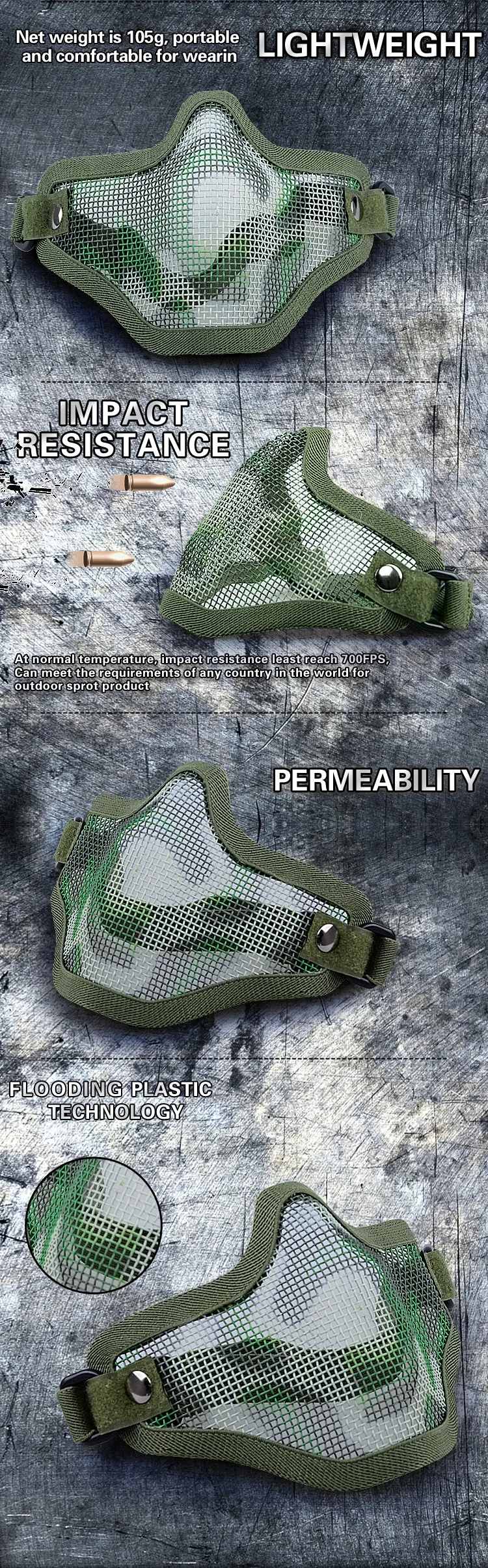 Single belt carbon steel protective sports half face masquerade outdoor Mask