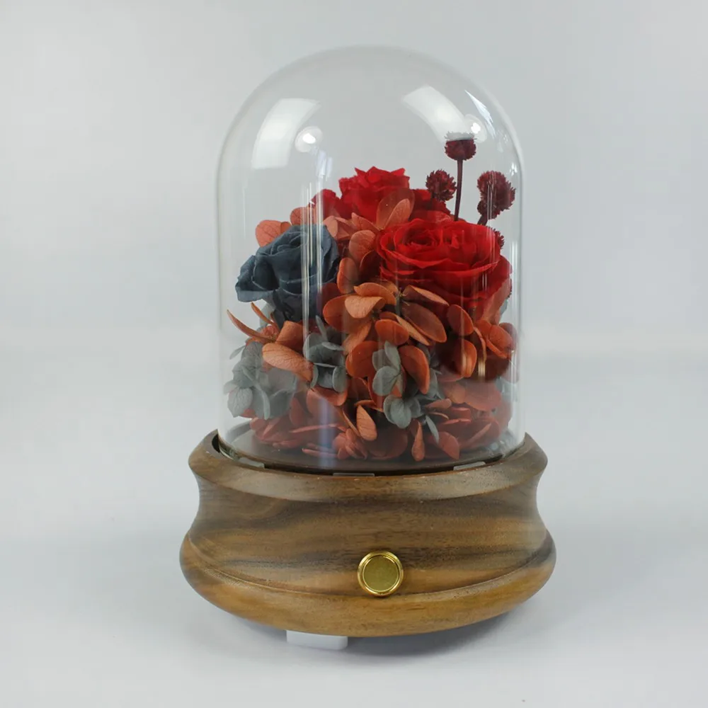 Single Preserved Flower Rose In Glass Ball Wholesale In Dome Glass