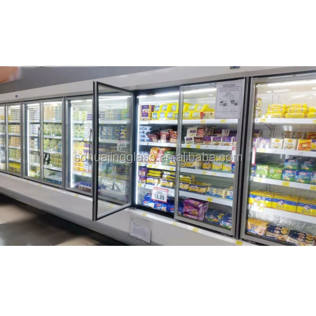 Commercial Refrigerator Display Showcase Walk In Cooler Glass Door With Shelves For Supermarket