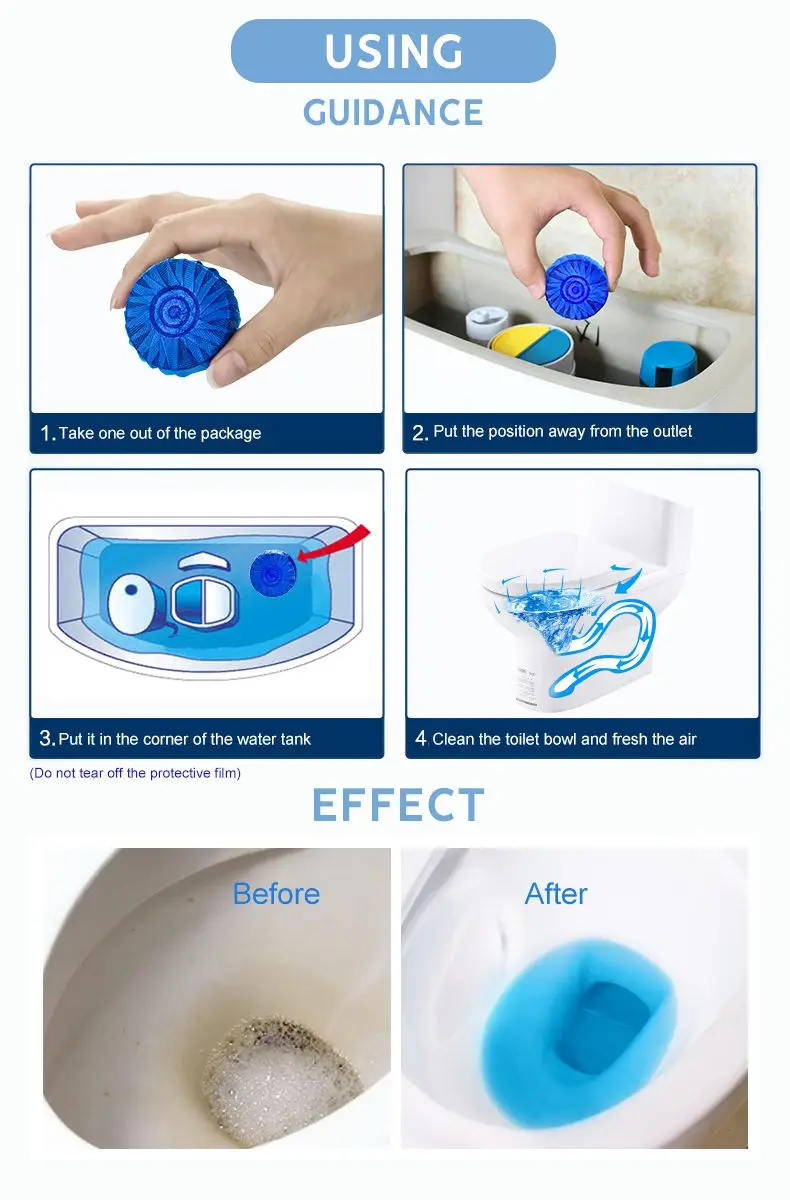 50g Each Toilet Cistern Blue Tablets Blocks Loo Deodorant Cleaner/ blue automatic toilet bowl tablet