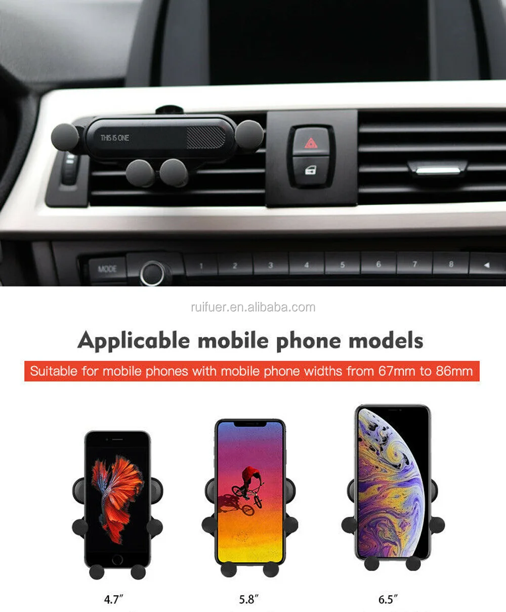 2019 new type 360 degree steering adjustment car air vent holder mini gravity car phone holder Cell Phone Holder .jpg