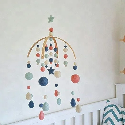 Colorful Wool Ball Baby Crib Mobile Felt Baby Mobile For Babies