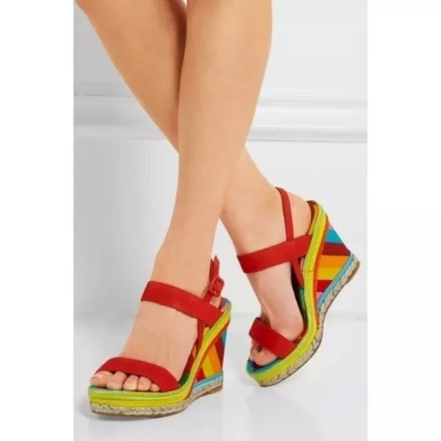 ladies high heel sandals rainbow wedge fashion sandal for girls