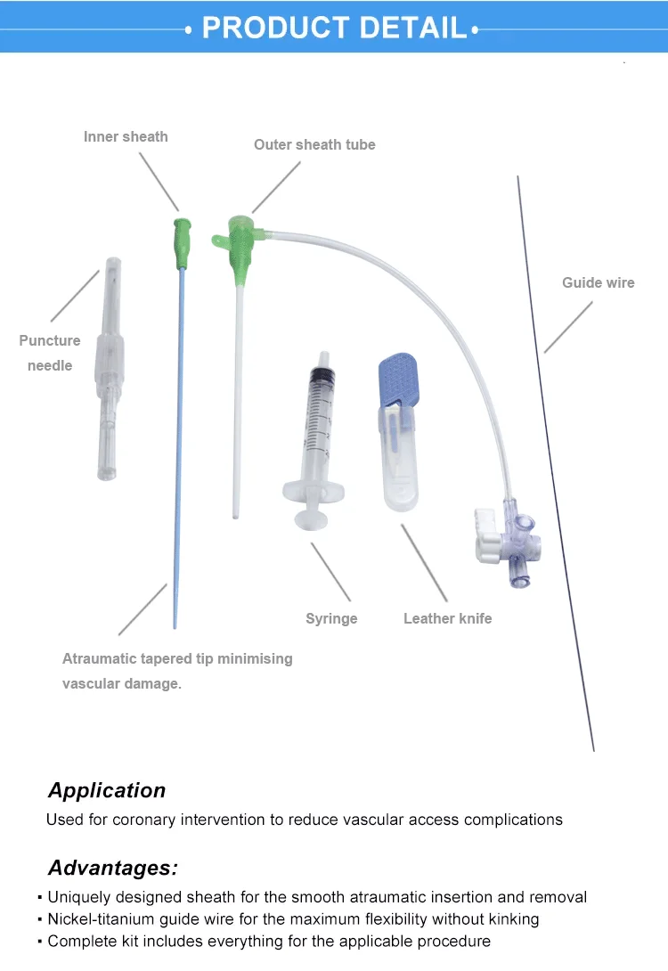 Transradial Disposable Introducer Kits Guiding Catheter Sheath - Buy ...