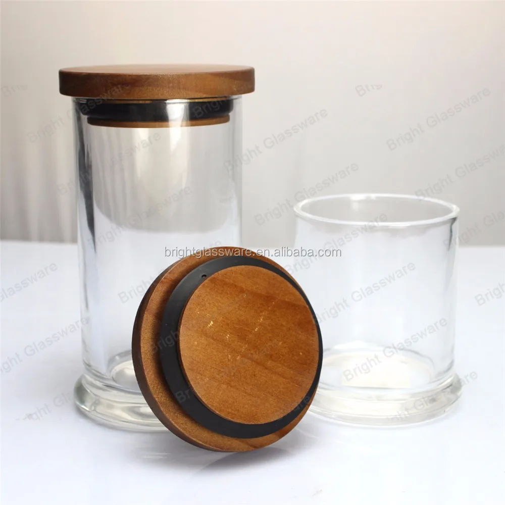 Nice Airtight Glass Mason Jar Sealed Lids,Glass Jar Wooden Lid For Sale