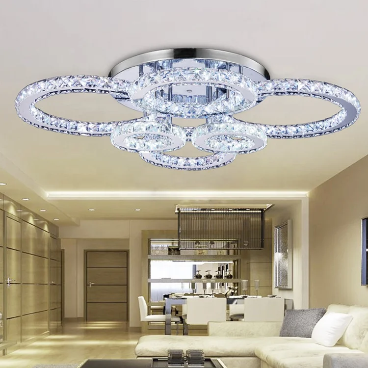 LED Modern K9 Clear Crystal Ceiling Light Pendant Lampe Chandelier Lighting