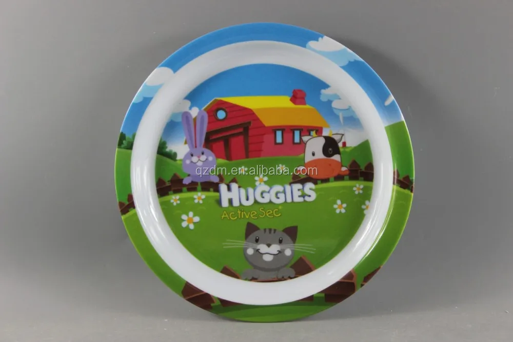21cm Plastic Kids Dinner Plate 100% Melamine Or 30% Melamine