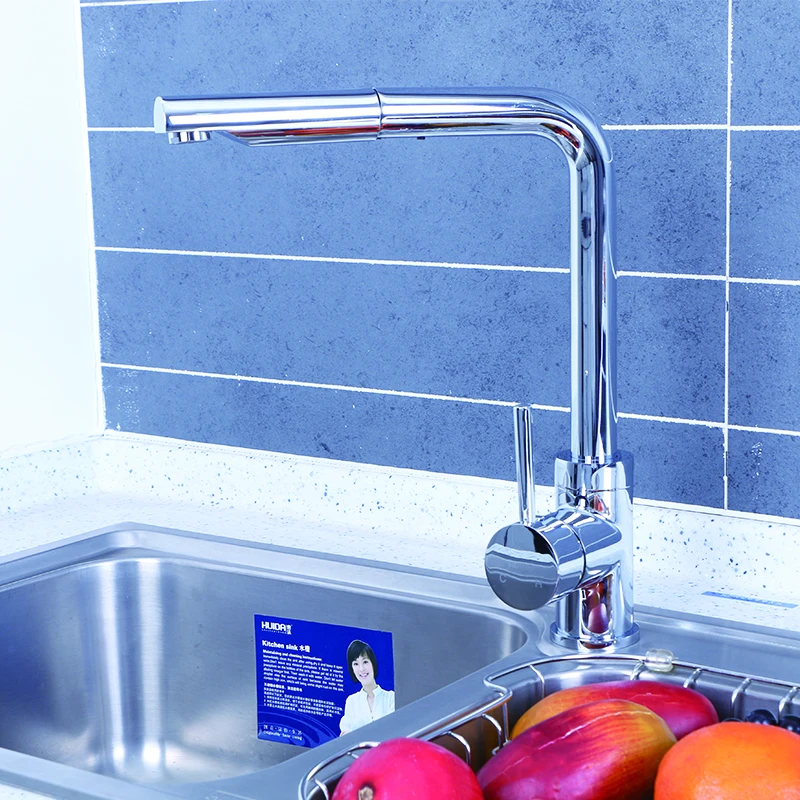 HUIDA chrome plated contemporary ceramic valve core brass kitchen sink faucet cheap mixer