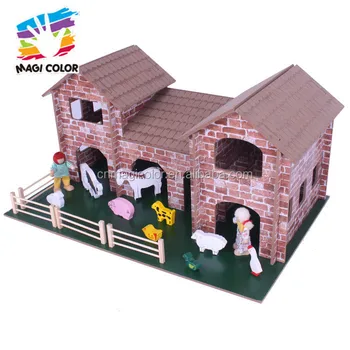 wooden toy farm set