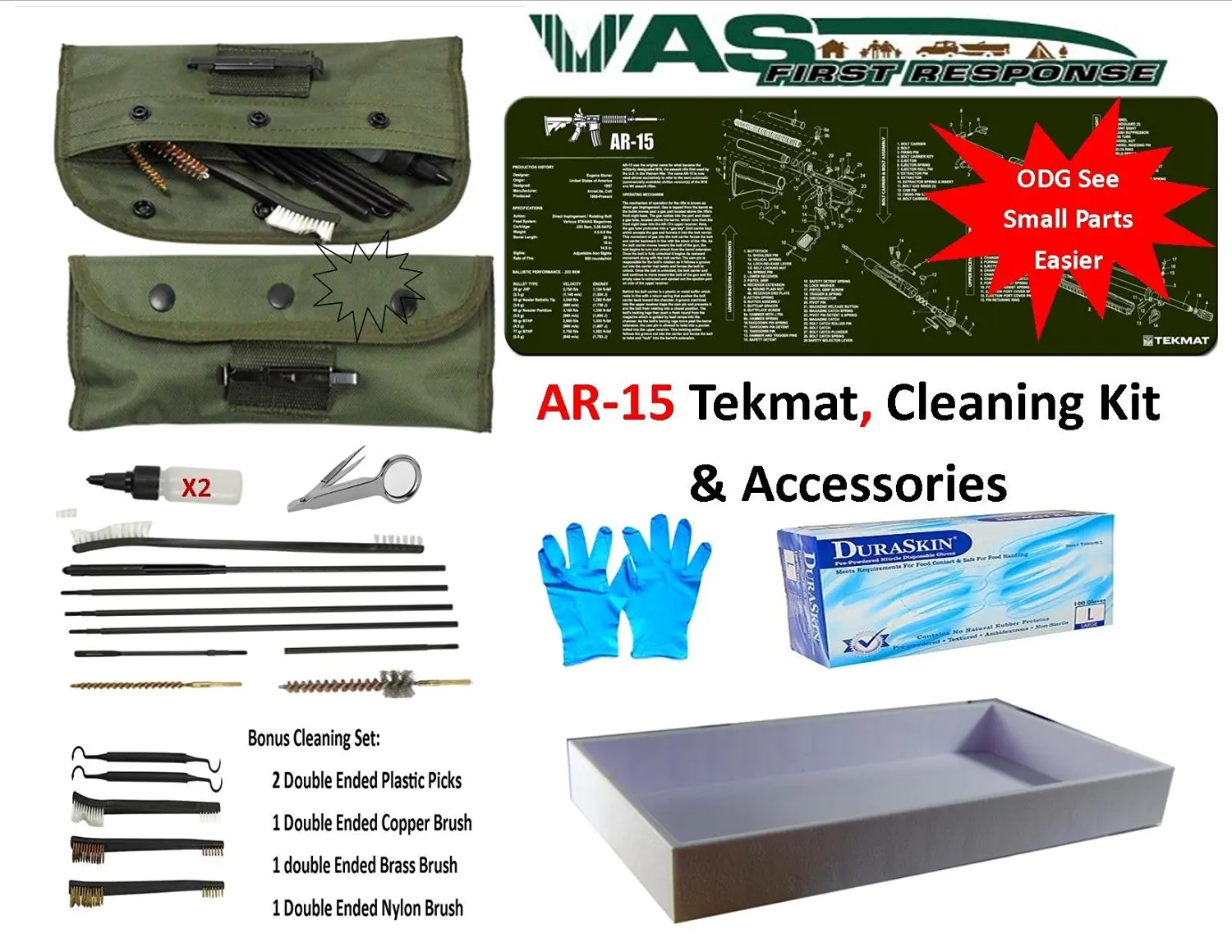 Buy VAS DELUXE AR-15 RIFLE CLEANING KIT & ACCESSORIES WITH AR-15 TEKMAT