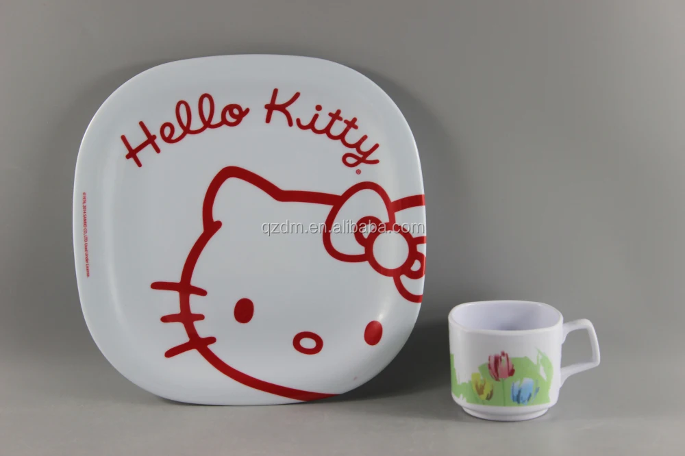 Square Shape Melamine Dessert Dish And Tea Set