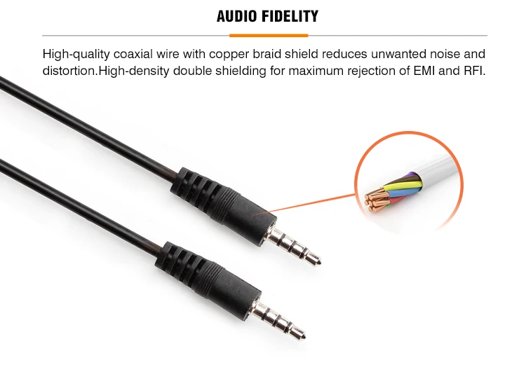 Factory Price 4 Pole Stereo Aux Male To Male Trrs 3.5mm For Car Stereo