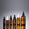 Wholesale 5ml 10ml 15ml 20ml 25ml 30ml 50ml 100ml empty amber glass dropper bottle for essential oil