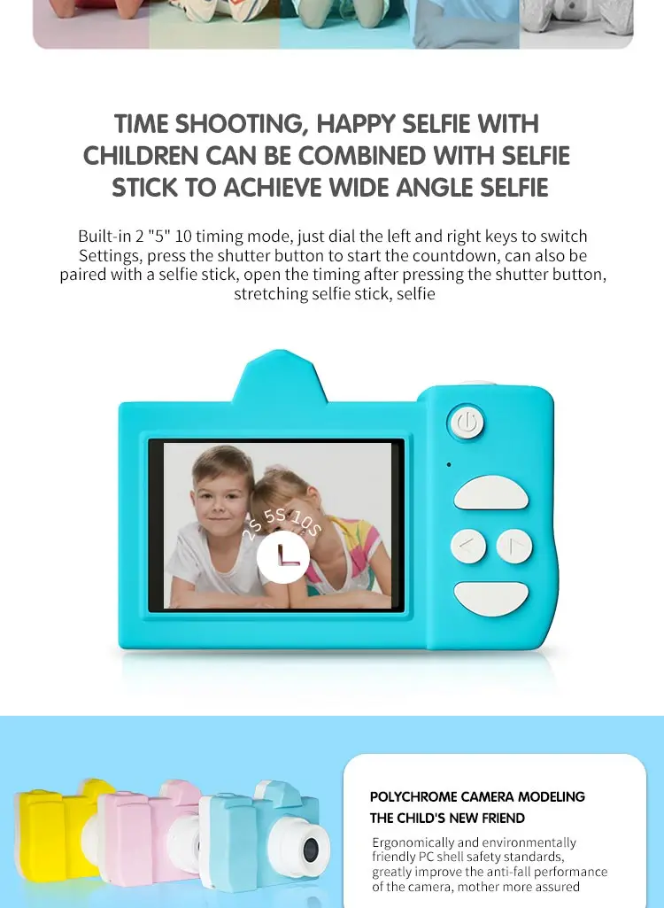 1080P Rechargeable Mini Kids Digital Camera With IPS High Definition Screen