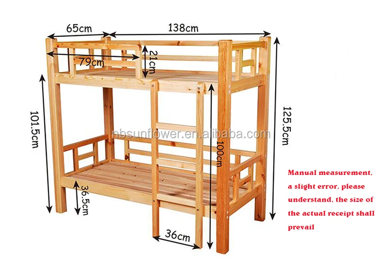 wooden double deck bed