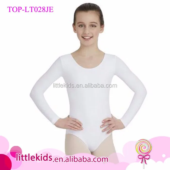 NEW GIRLS SOFT BASIC NYLON LONG SLEEVE BALLET DANCE BODYSUIT LEOTARD TOP M L XL