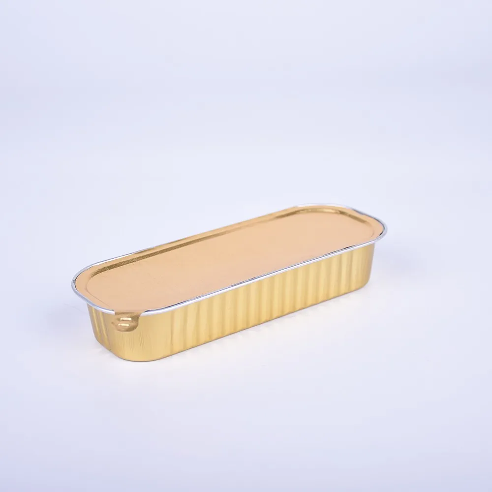 Keyohome 10PCS Aluminium Foil Baking Trays with Lids 3500ML Gold