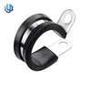 Factory supply professional heavy duty P type pipe clips rubber insert hose clamp