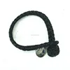personalized ball shape leather adjustable women and man black leather bracelet BH-79