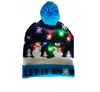 Christmas jacquard custom snowflake LED beanie cap