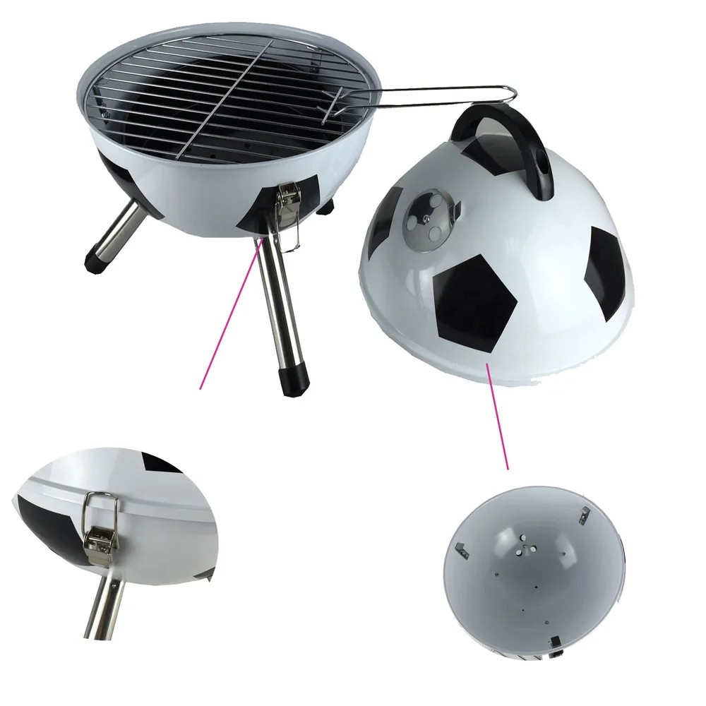12'' Soccer Ball Charcoal Grill Portable Charcoal Bbq Grill Easy To