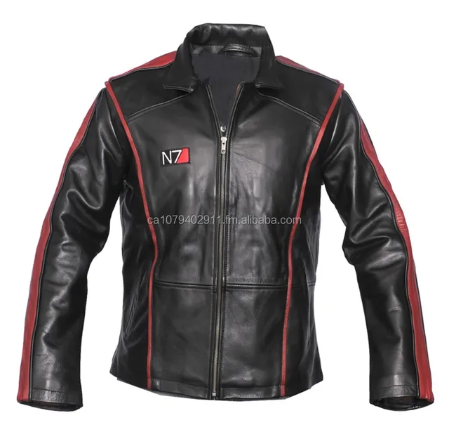 Veste En Cuir Véritable Effet Masse 3 N7 Commander Shepard Meilleur Mass Effect N7 Véritable Veste en cuir Noir