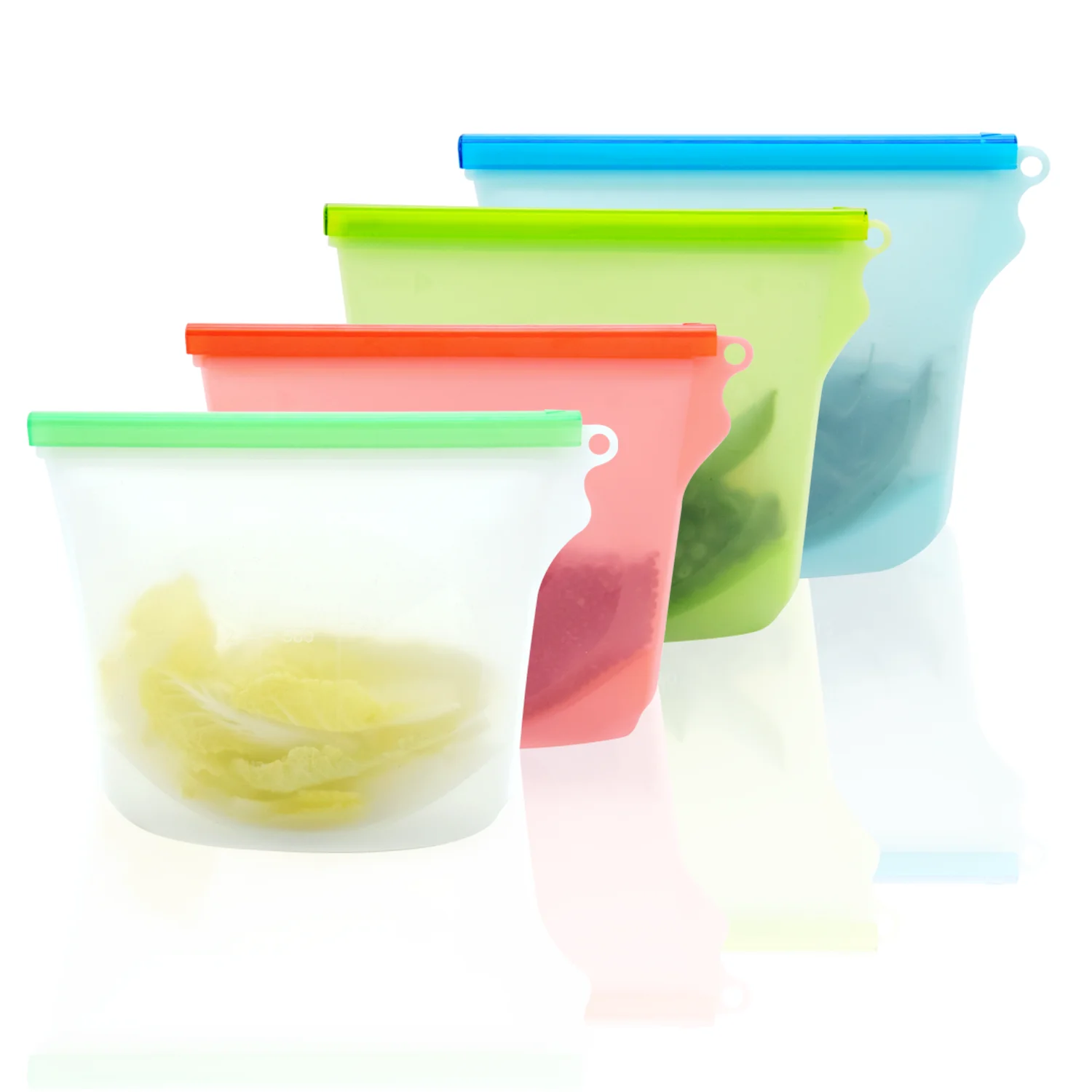 Reusable Silicone Food Bags Set Of 4 Airtight Zip Seal Bags Keep Your
