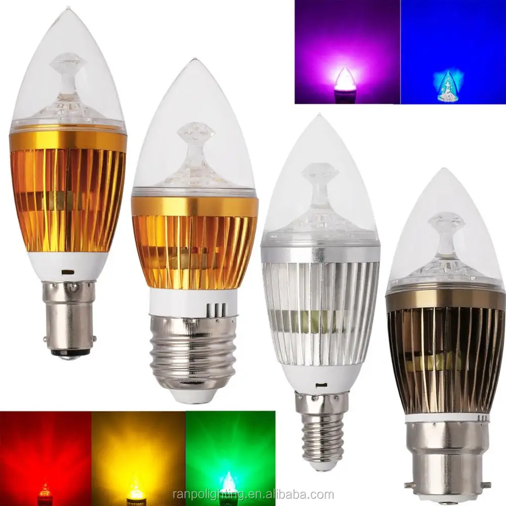 Ultra Bright LED sharp Chandelier Candle Light Bulb E27 E14 B15 B22 3W 4W 5W High Power Light AC 85-265V