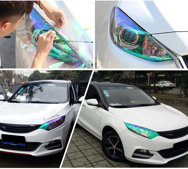 Carlas Fashionable 0.3*10m chameleon headlight tint film with purple/pink/blue/black/green/orange for car lamp wrap