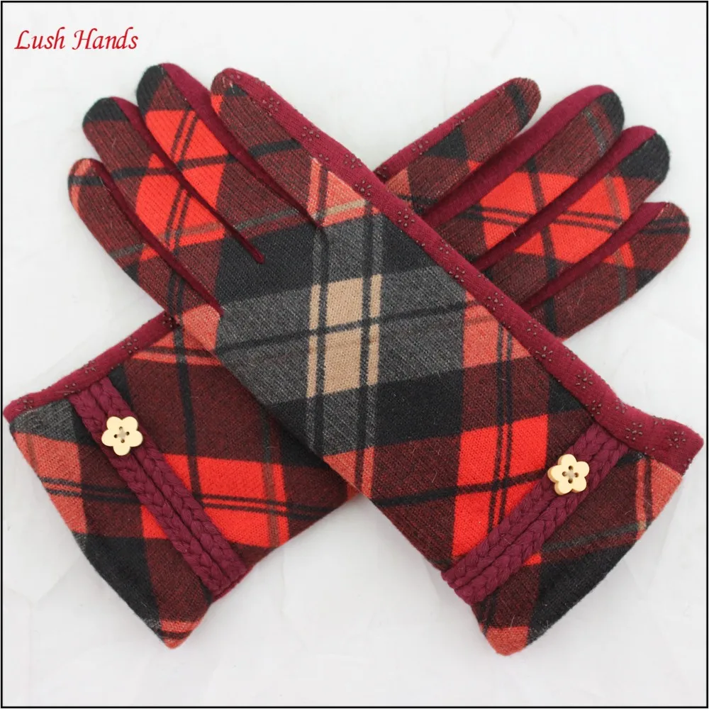 ladies winter woolen top touch screen hand gloves women with button