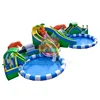 New Design Dinosaur Jurassic Inflatable Water Park With Two Pools Mobile Inflatable Splash Pool Water Slide Park Manufacturers
