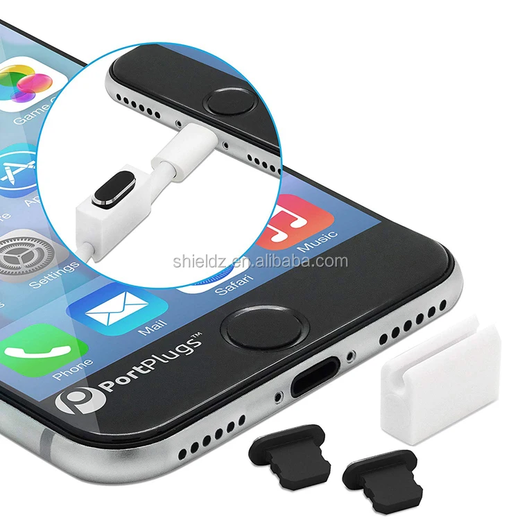 Premium Metal Alloy 3.5mm Earphone Plug Anti Dust Plugs for iPhone, Black Charging Port Plug For iPhone 7/8/X Compatible Case