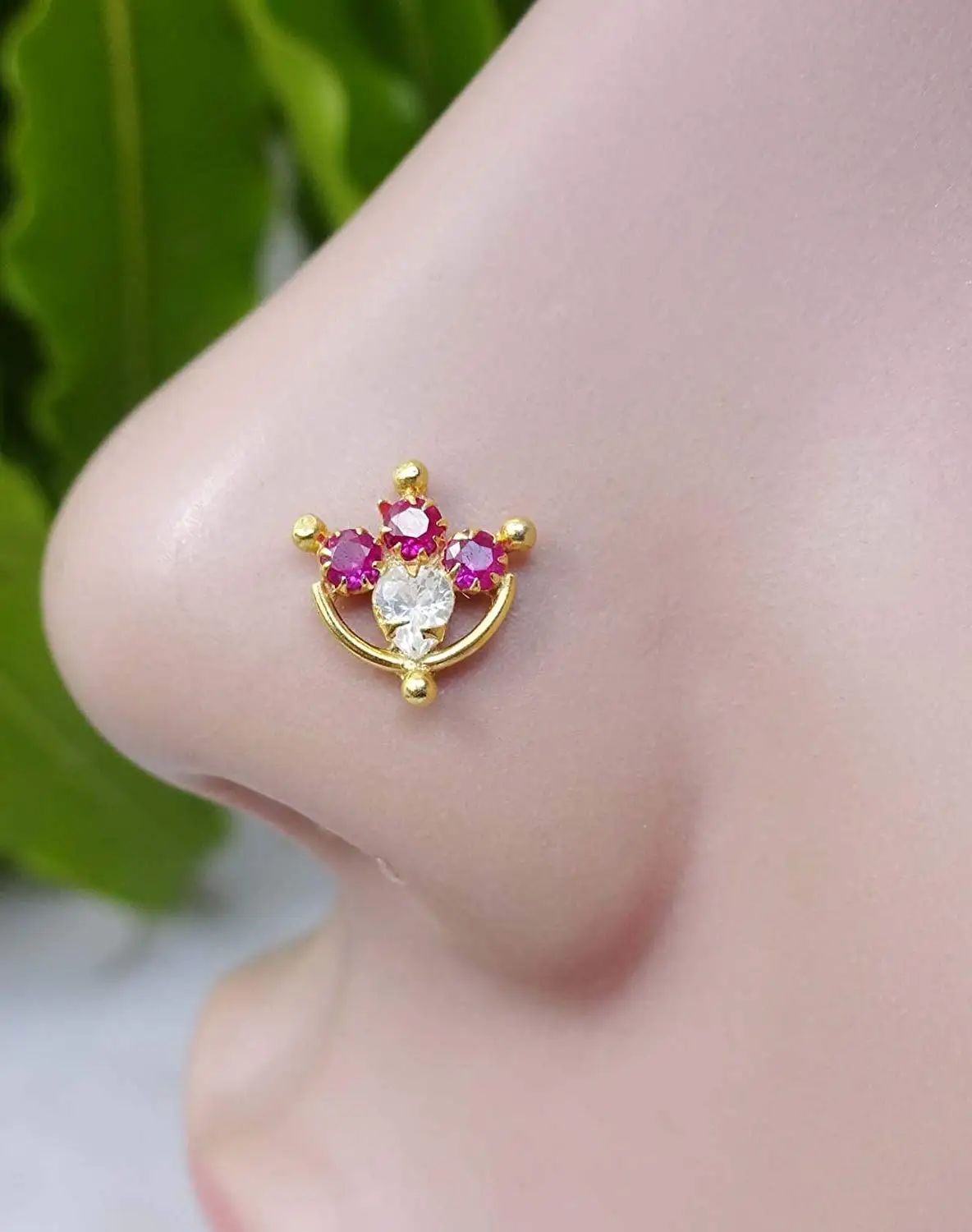 Buy Ruby Crystal Stud Faux Nose Ring White Gold Nose Stud Gold