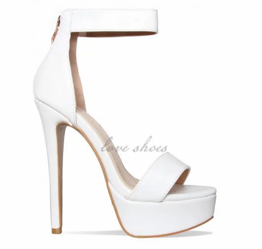 white platform heels with ankle strap