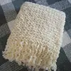50CZ09 100% acrylic ivory color waterwave woven acrylic fringe throw blanket