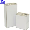 5L rectangular tin can with plastic lid and handle for paint/oil/solvent