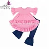 Wholesale Kids Clothing Set Girls Winter Cotton Outfit Baby Clothes Set For Holiday Toddler Ruffle Dress