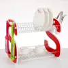 Wholesale suppliers red metal 2 tier big dish drying display rack for plate organizer