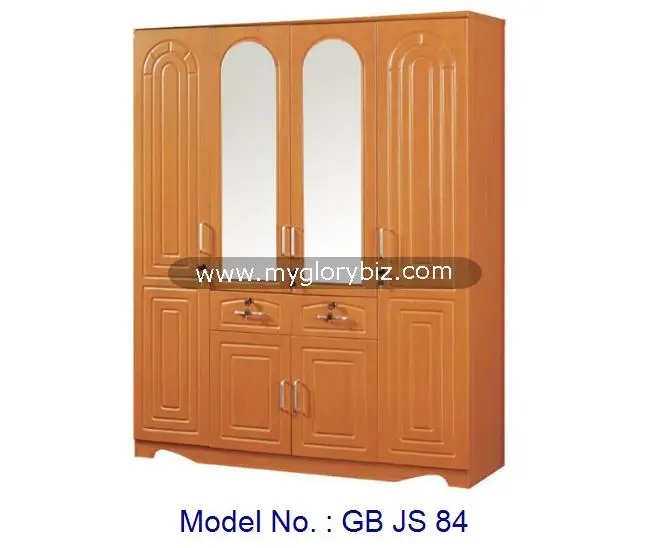 4 Doors Wardrobe With Mirror And Drawers Bedroom Furniture Wooden