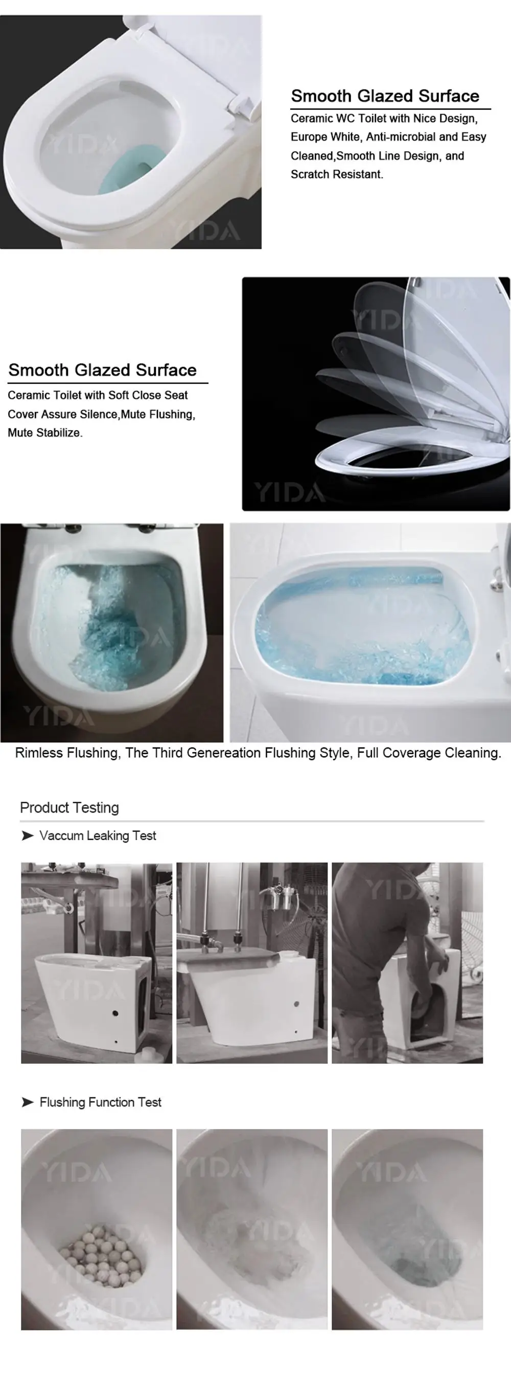 YIDA Ce Certificate Wash Down Europe Rimless Wall Hung Watermark Back To Wall Concealed CisternToilet Bowl for Hotel